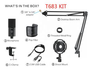 ไมโครโฟน Fifine <span class=keywords><strong>T683</strong></span> USB สำหรับพีซีและแล็ปท็อป พร้อมขาตั้งกันสั่น สำหรับการสตรีม พอดแคสต์ และการร้องเพลง - Product Image 6
