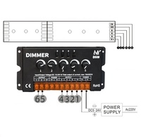 Controlador de Tira LED Magic D550 RGBCW 800W RGB CCT DC12V-24V de 5 Canales RGBWW con Dimmer