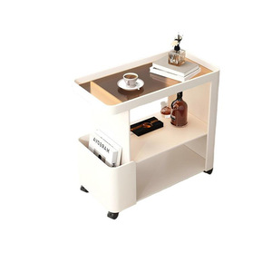 Mesa Auxiliar Móvil Moderna con Ruedas <span class=keywords><strong>y</strong></span> Estantes Abiertos para Sala de Estar, Dormitorio u Oficina, Mesa Auxiliar Rodante Estrecha con Espacio de Almacenamiento - Product Image 2