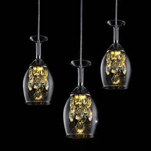 الكروم الطعام غرفة زجاج مستطيل شنقا مصباح الحديثة قلادة led ضوء جولة الفاخرة مصغرة k9 كريستال الثريا