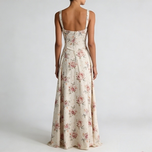 <span class=keywords><strong>Vestido</strong></span> Maxi Floral Personalizado para Mujer, Cuello Cuadrado, Tirantes Finos, Lazo Delantero, Cintura Alta, <span class=keywords><strong>Vestido</strong></span> Largo, Estilo Elegante, Ropa para Invitadas <span class=keywords><strong>de</strong></span> <span class=keywords><strong>Boda</strong></span> - Product Image 2