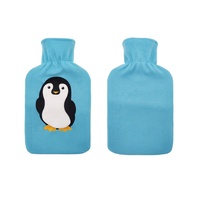 Bouteille d'eau chaude en caoutchouc standard européen sac à eau avec couverture en polaire brodée d'animaux