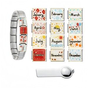 Custom Fashion Stainless Steel Italian <b>Charm</b> Bracelet 12 Month Pattern Wholesale <b>Charm</b> Bracelet DIY Women Bracelet Birthday Gift - Product Image 1