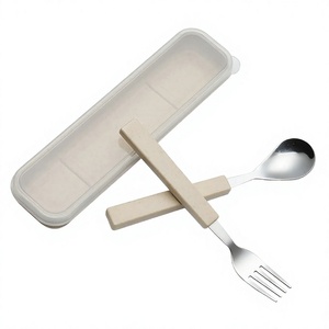 Modern 430 Stainless Steel Flatware Set with <b>Plastic</b> Handles <b>Mirror</b> Polish Dishwasher Safe Smooth Safety Edge Spoon Fork Set - Product Image 2
