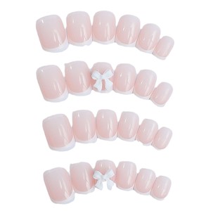 Explosiones transfronterizas Europeo y americano Hecho a mano Francés Cubierta completa <span class=keywords><strong>Uñas</strong></span> postizas de plástico Lazo simple Extraíble de larga duración - Product Image 4