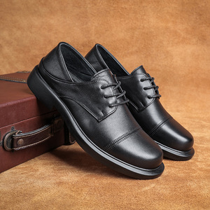 Chaussures Oxford pour hommes AIBOIS à bout rond en cuir véritable, lacets, semelle en caoutchouc souple, pour un usage professionnel et décontracté - Product Image 2