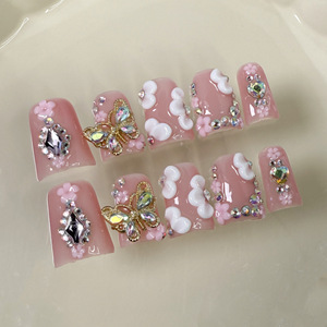3D flor pato boca hecho a mano 10 piezas nuevo diseñador prensa-en <span class=keywords><strong>uñas</strong></span> acrílicas al por mayor <span class=keywords><strong>uñas</strong></span> postizas para una fácil aplicación - Product Image 3