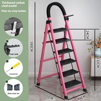 Petite échelle portable à six marches, échelle pliante multi-usage télescopique épaissie pour l'intérieur, échelle à chevrons