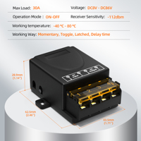 Relais sans fil DC 8V-86V RCR-1 30A 433Mhz RF, récepteur de relais, interrupteur de relais à commande à distance, interrupteur de commande à distance sans fil pour voiture