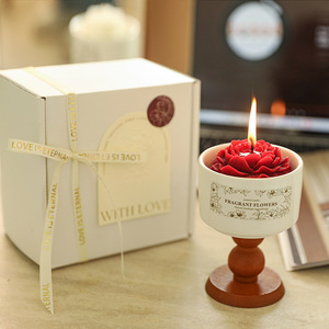 Vela Aromática Premium Camellia en Caja <span class=keywords><strong>de</strong></span> Regalo, Taza <span class=keywords><strong>de</strong></span> Cerámica Retro, Vela Perfumada para Bodas - Product Image 3