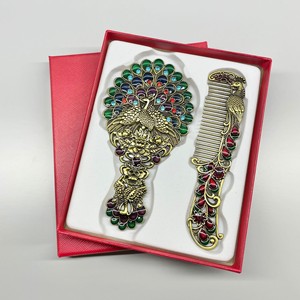 <span class=keywords><strong>Espejo</strong></span> de Maquillaje Portátil Vintage <span class=keywords><strong>con</strong></span> Diseño de Pavo Real y Caja de Regalo Elegante, <span class=keywords><strong>Espejo</strong></span> de Mano Estilo Antiguo para Mujer - Product Image 2
