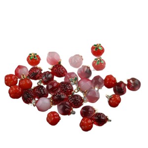 Strawberry Glass <b>Beads</b> For Jewelry Making Crystal Lampwork <b>Loose</b> <b>Beads</b> Pink Red Translucent DIY Handmade Accessories - Product Image 5