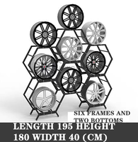 Étagère à roues hexagonale, étagère de rangement pour roues, étagère pour jantes / étagère de rangement pour jantes, rouge + noir