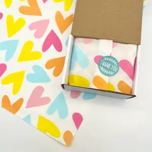 27g Translucent Tissue Paper Love Heart Pattern Underwear Pantyhose Shoes Toy Printing Custom Tissue paper