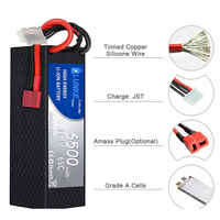 Baterai LiPo Hard Case Graphene 3S 11.1V 6500mAh 65C dengan EC5 Deans T Plug untuk Mobil RC, Truk, Kapal 102050