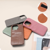 Étui de téléphone en cuir PU crocodile marron de luxe pour affaires avec fente pour cartes, protection robuste antichoc pour iPhone