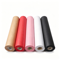 Rouleau de papier kraft vierge durable certifié FSC, papier brun naturel épaissi pour l'emballage et la mise en cadeau, disponible en plusieurs couleurs