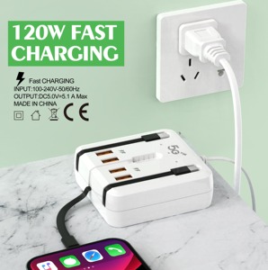 Estación de Carga Rápida USB-C PD QC 3.0 de 4 Puertos con Cables para Hogar y Oficina, Carga de Múltiples Dispositivos - Product Image 6