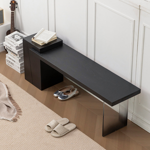 Panca Moderna Semplice Quadrata in Legno Massello, Versatile e Silenziosa, per Ingresso, Camera da Letto, Sala da Pranzo e Soggiorno - Product Image 2