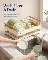 Égouttoir à vaisselle moderne et minimaliste en acier inoxydable, multifonctionnel, pour comptoir, résistant à la rouille, pour assiettes, bols et tasses