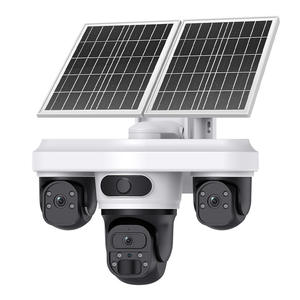 Caméra de surveillance extérieure à énergie solaire, 3 objectifs, 4G WiFi PTZ avec stockage sur carte TF et cloud, montage mural, matériau ABS - Product Image 1
