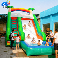 Toboggan aquatique gonflable à double piste avec piscine, en PVC, pour usage résidentiel et scolaire, extérieur/intérieur