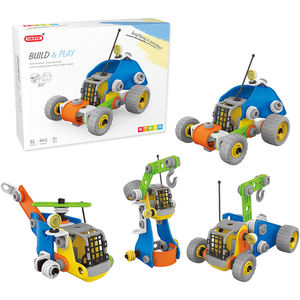 Ensemble de jouets de construction STEM pour enfants, 81 pièces, modèles de voitures et d'hélicoptères, jeu de construction imaginatif, développement de la motricité fine - Product Image 1