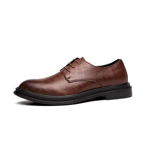 Chaussures de mariage pour hommes en cuir véritable, style italien haut de gamme, imperméables, à enfiler, Oxford, faites à la main, antidérapantes et amortissantes - Product Image 1