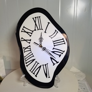 Modern <b>Melting</b> Wall <b>Clock</b> Silent Quartz Needle Display Acrylic Hanging <b>Clock</b> Black and White Living Room Decor - Product Image 4