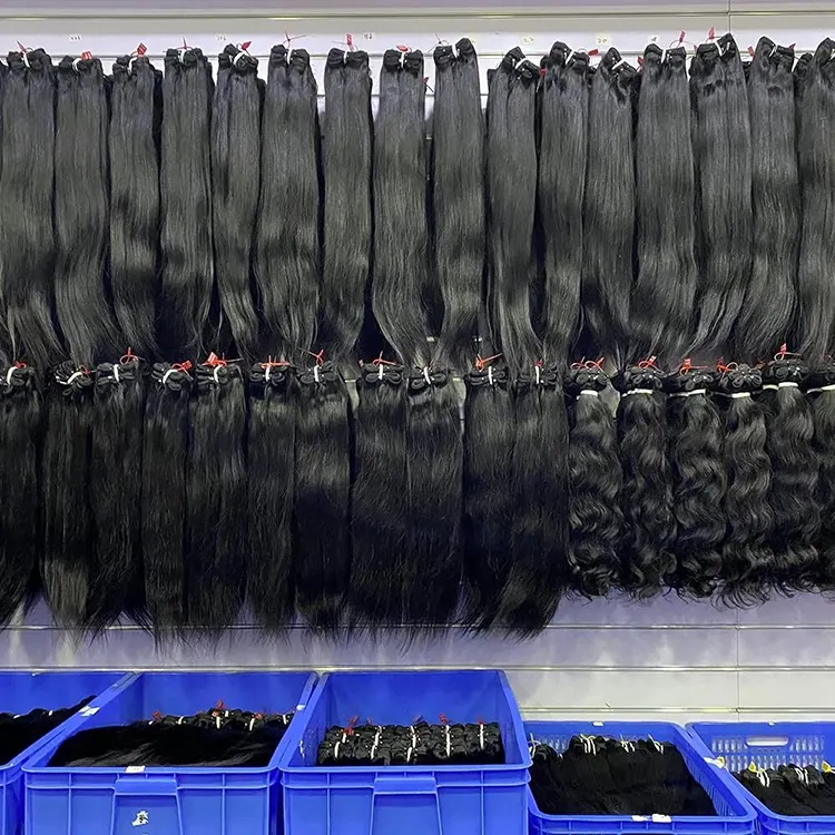 Onbewerkte Vietnamese Maagdelijke Cuticula Intacte Haarbundel Verkopers Bulk Dubbel Getrokken Inslag Ruwe Indiase Tempel Human Hair Extensions