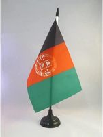 Vente en gros de drapeaux de bureau afghans pour le bureau en Afghanistan drapeau de décoration de table avec base et bâton en plastique