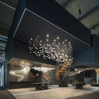 Lustre en verre LED personnalisé avec de grandes plumes, décoration pour villa, hôtel, hall d'entrée, salle de banquet