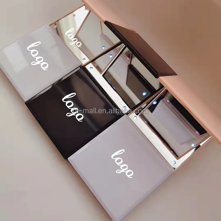 Portable Makeup Mirror LED Lighted Folding Round Magnifying Cosmetic Travel Beauty Small Led Makeup Mirrors