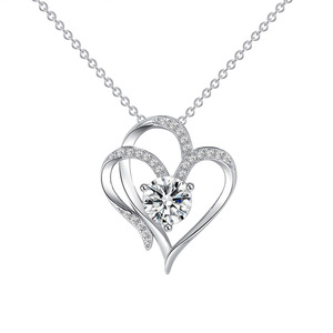 Di alta <span class=keywords><strong>qualità</strong></span> elegante <span class=keywords><strong>e</strong></span> romantico doppio <span class=keywords><strong>amore</strong></span> cuore in ottone collana per il regalo dell'amante - Product Image 1