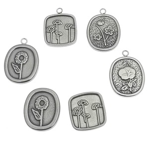 Stainless Steel Dandelion Pendant Oval Shape Hollow Out Plant Design For Necklace Everyday Wear - Product Image 4