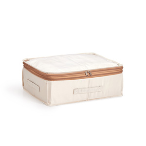 Satin Double Layer Compression <b>Storage</b> Box Rectangle Foldable Covered Stackable For <b>Clothes</b> Organizing - Product Image 2
