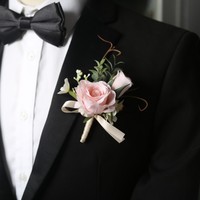 Pin bros bunga buatan harga pabrik Boutonniere mawar pengantin pria anak laki-laki teman pesta pernikahan setelan buket Mariage aksesoris