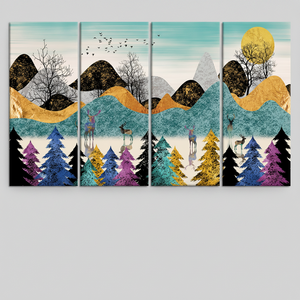 Abstract Forest <b>Canvas</b> Print: Mountain Landscape Decor, Printed Only,SET OF 4 <b>CANVAS</b> - Product Image 2