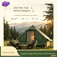 Tente familiale gonflable de 12 mètres carrés, en Oxford imperméable, avec structure pneumatique, pour le camping, les voyages et les activités de plein air