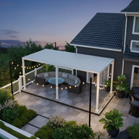 WishOutdoor Gazebo intelligent en alliage d'aluminium avec télécommande, revêtement poudré, style luxueux, écran inclus pour la décoration de balcon et de jardin