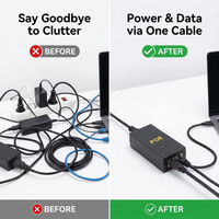 Adaptador Ethernet POE Pasivo de 48V 0.5A 1A, Inyector POE de 2 Puertos RJ45 para Cámara IP de Escritorio