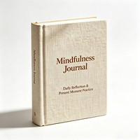 Diario de Mindfulness Personalizado de Alta Calidad, Diario de Reflexión y Autocuidado, Diario Espiritual Motivacional con Tapa Dura de Lino y Espiral