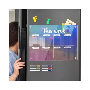 Tableau de calendrier hebdomadaire magnétique en acrylique transparent, design Art Déco, certifié EN71, taille et forme personnalisables, pour réfrigérateur, pour écrire - Product Image 1