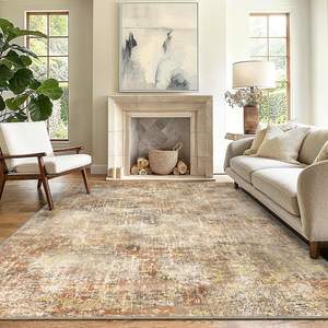 Tapis d'intérieur abstrait nordique Temu, rectangulaire, en polyester, antidérapant, pour salon, canapé, bleu beige, motif décoratif pour la maison - Product Image 2