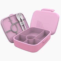 Grande boîte à bento personnalisée pour adultes et enfants avec joint en silicone à 5 compartiments allant au micro-ondes pour étudiants et adolescents