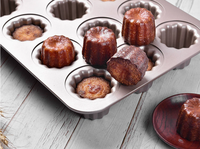 Loyang Canelé Baja Karbon Mewah untuk Kue, Anti Lengket, Berlekuk, untuk Grosir Toko Roti