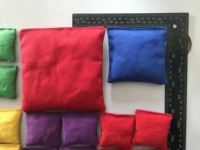 1.5 ''x 1.5'' Mini sac de baggo en toile de canard à double couture Sacs de cornhole avec granulés