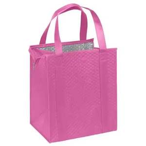 Non Woven Custom Eco <b>Disposable</b> Takeaway Cooler Package Tote Bum Bags Wiht <b>Aluminum</b> <b>Foil</b> Insulated Thermal Soft Handle Lunch Bag - Product Image 5