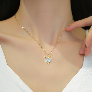 Moda oro Non appannato <span class=keywords><strong>ti</strong></span> <span class=keywords><strong>amo</strong></span> per sempre collana con ciondolo a cuore per le donne all'ingrosso - Product Image 2