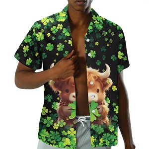 Camicie da uomo per il Giorno di San Patrizio, design con trifoglio verde, maniche corte, oversize, estive, taglie forti 2XS-5XL - Product Image 3